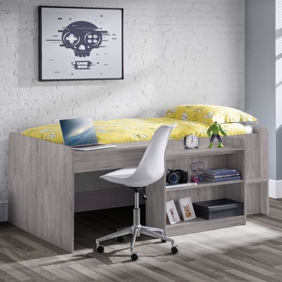 Neptune Wooden Midsleeper Single Bed In Grey Oak