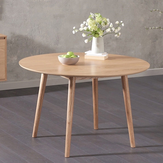 Newark Round Wooden Dining Table In Oak