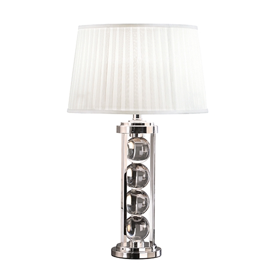 Newton White Shade Table Lamp In Polished Nickel