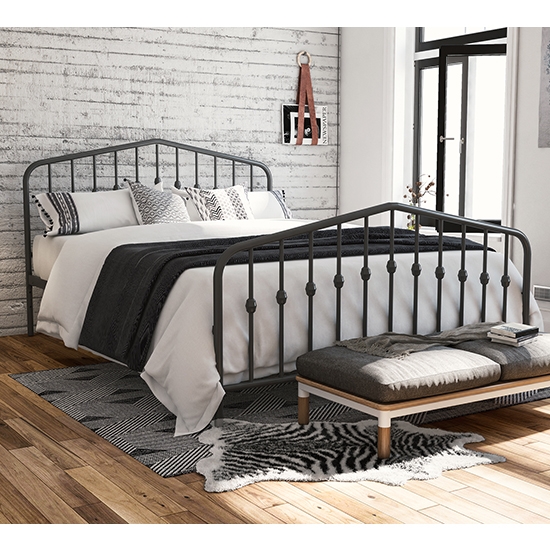 Novogratz Bushwick Metal King Size Bed In Grey