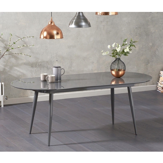 Opel Extending Wooden Dining Table In Grey High Gloss