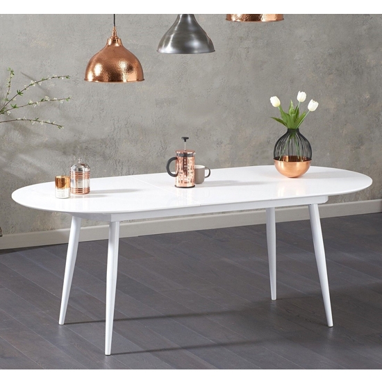 Opel Extending Wooden Dining Table In White High Gloss