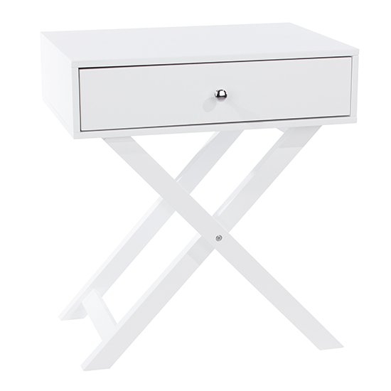 Options 1 Drawer Bedside Cabinet In White With X Legs