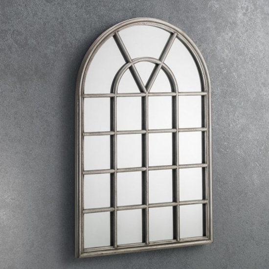 Opus Window Design Wall Mirror In Pewter Effect