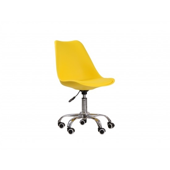 Orsen Faux Leather Swivel Office Chair In Yellow