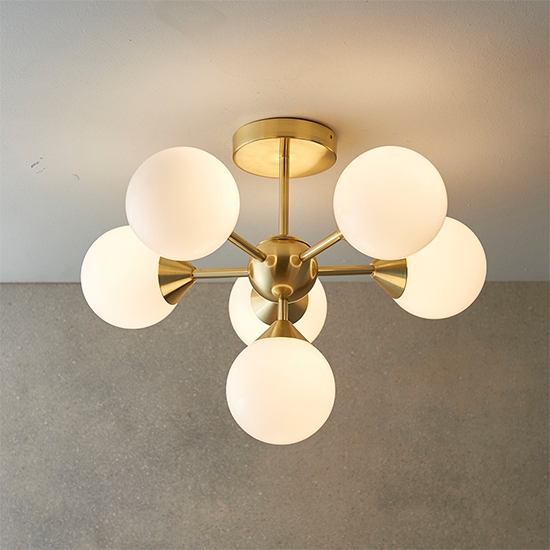 Oscar 6 Lights Semi Flush Ceiling Light In Brushed Brass