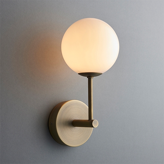 Otto Gloss Opal Blown Glass Shade Wall Light In Matt Antique