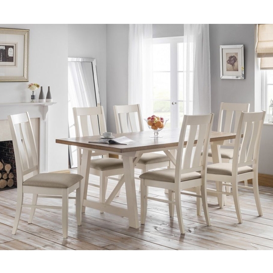 Pembroke Wooden Dining Table In Oak And Ivory With 6 Chairs