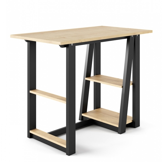 Penzance Wooden Computer Desk In Oak And Black