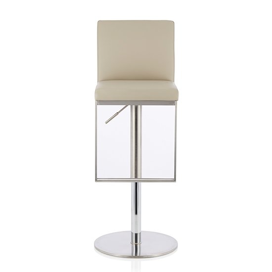 Petunia Faux Leather Swivel Adjustable Height Bar Stool In Beige