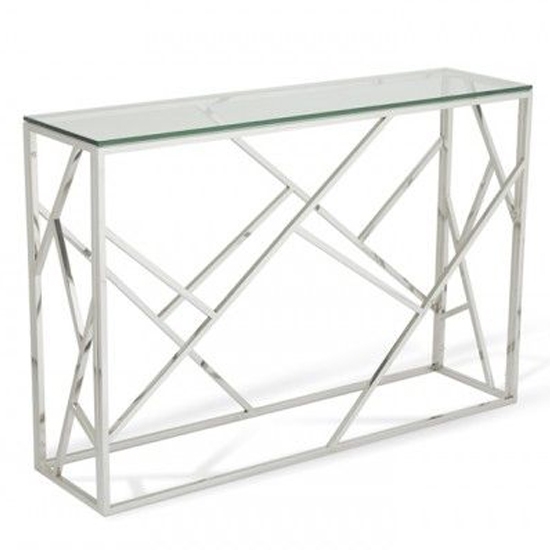 Phoenix Clear Glass Top Console Table With Silver Frame