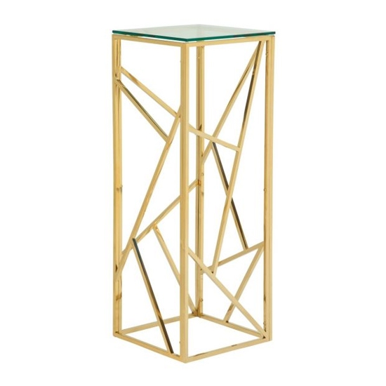 Phoenix Clear Glass Top Side Table With Gold Frame