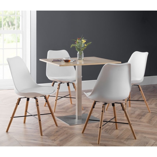 Pisa Wooden Dining Table In Oak With 4 Kari White Chairs