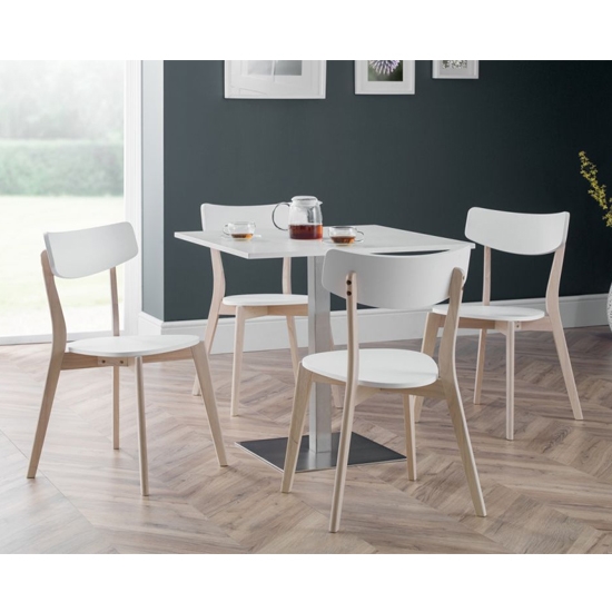 Pisa Wooden Dining Table In White 4 Casa Chairs