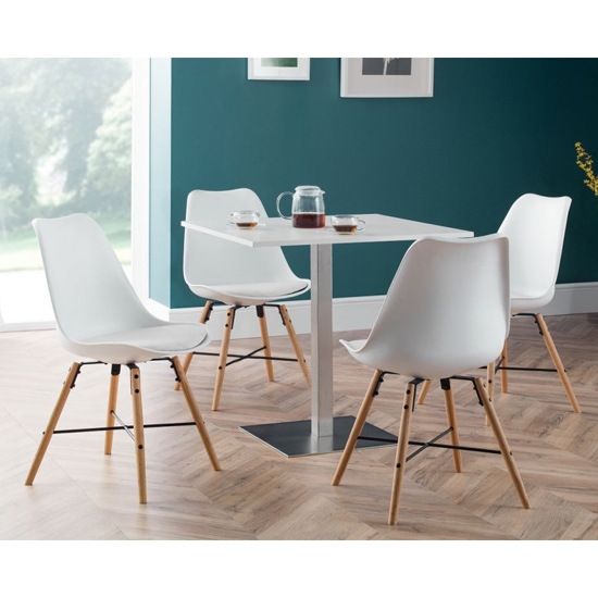 Pisa Wooden Dining Table In White 4 Kari White Chairs