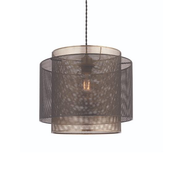 Plexus Small Ceiling Pendant Light In Matt Black And Antique Brass