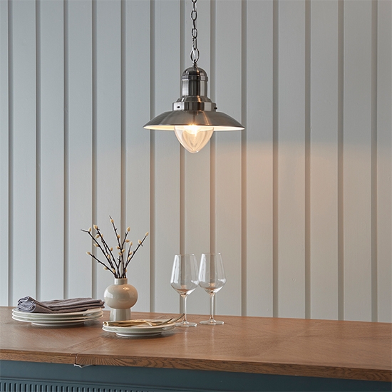 Polperro Clear Glass Ceiling Pendant Light In Antique Chrome