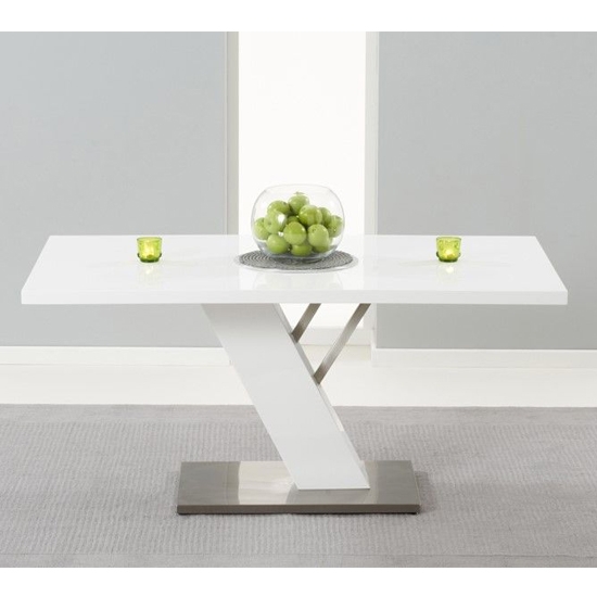 Portland Wooden Dining Table In White High Gloss