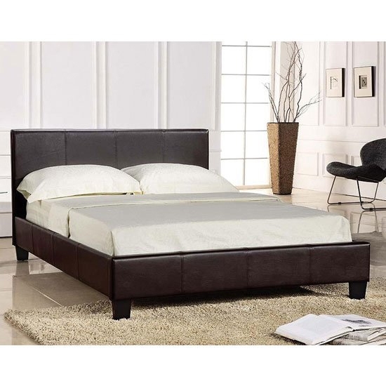 Prado Faux Leather Upholstered Lift Up Double Bed In Brown