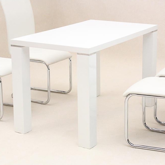 Prague Wooden Dining Table In White High Gloss