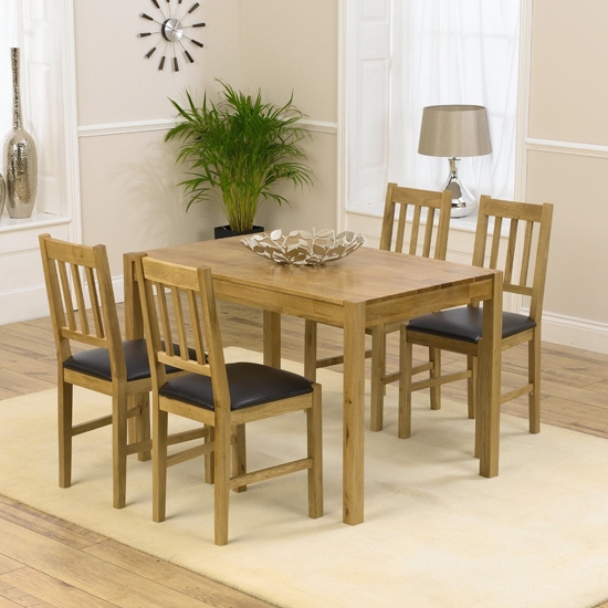 Promo 120cm Dining Set With 4 Chairs In Oak