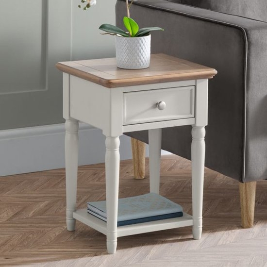 Provence Wooden 1 Drawer Lamp Table In Grey