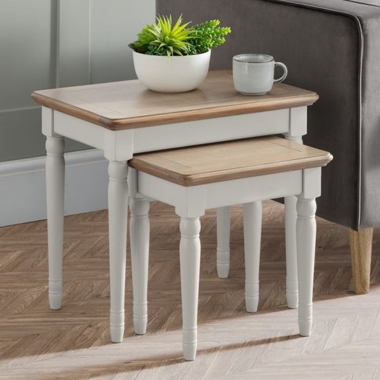 Provence Wooden Nest Of 2 Tables In Grey