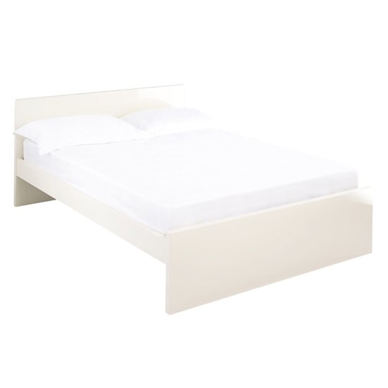 Puro Wooden Double Bed In High Gloss Cream