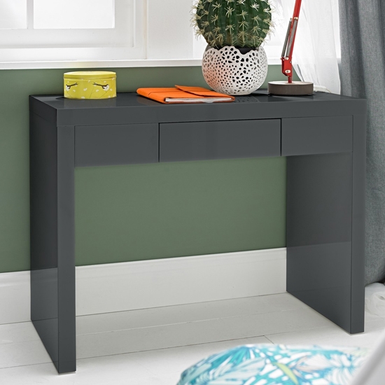 Puro Wooden Dressing Table In Charcoal High Gloss