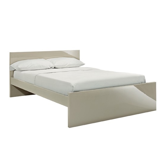 Puro Wooden King Size Bed In High Gloss Stone