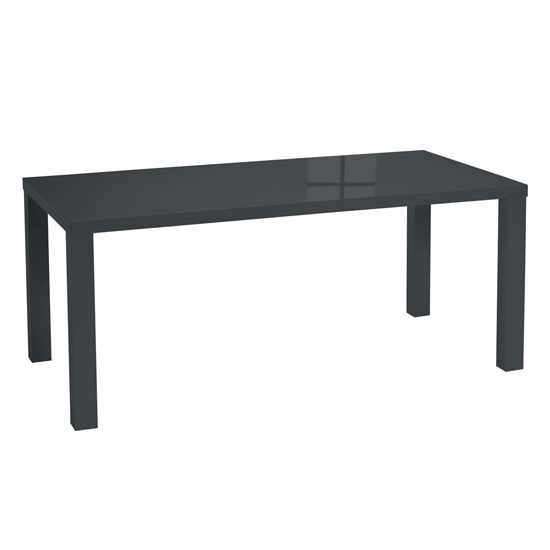 Puro Wooden Medium Dining Table In Charcoal High Gloss