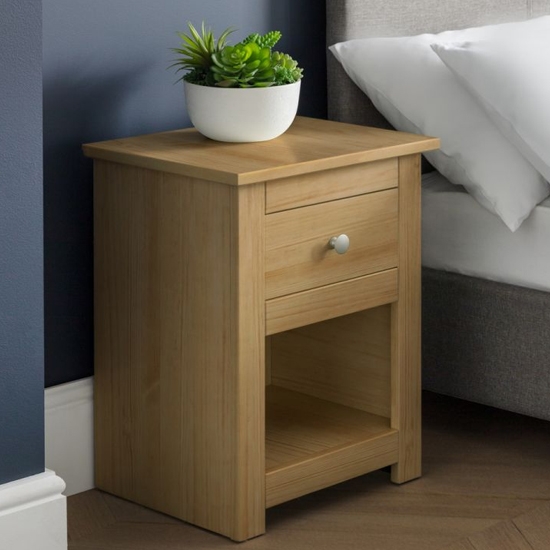 Radley Wooden 1 Drawer Bedside Cabinet In Waxed Pine