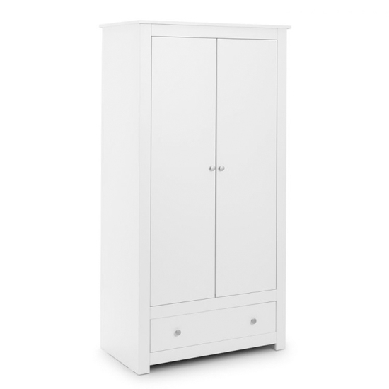 Radley Wooden 2 Doors 1 Drawer Wardrobe In Surf White