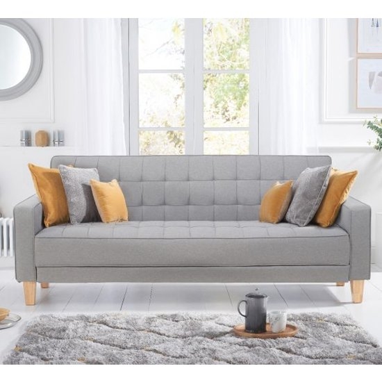 Ramsey Linen Fabric Upholstered Sofa Bed In Grey