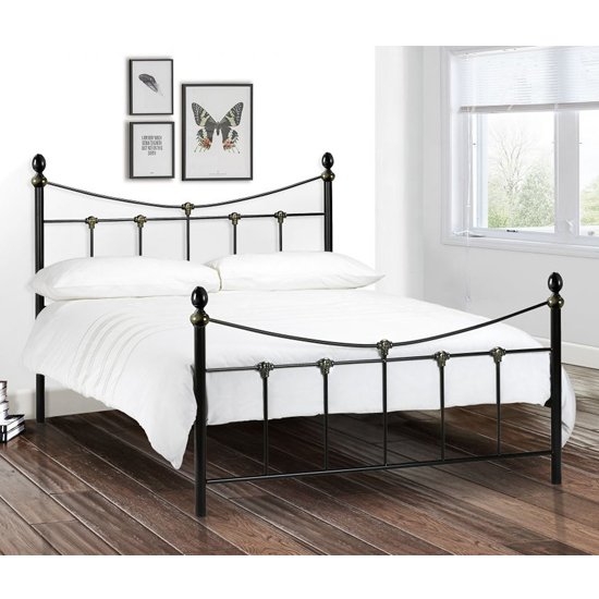 Rebecca Metal King Size Bed In Black And Gold