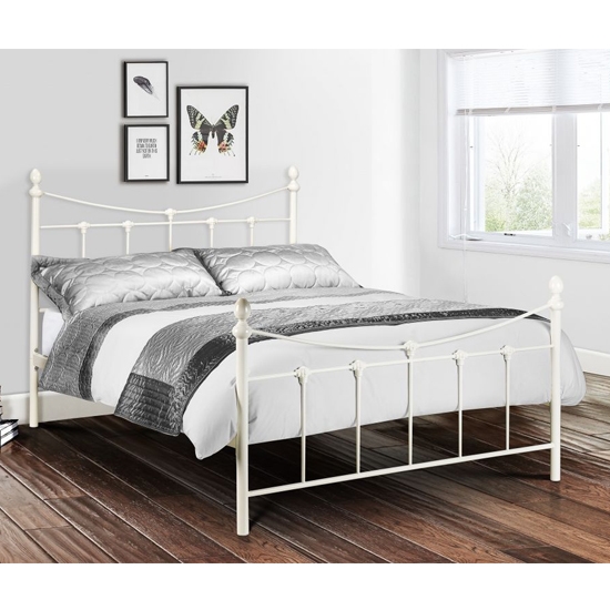 Rebecca Metal Single Bed In Satin White And Antique Gold