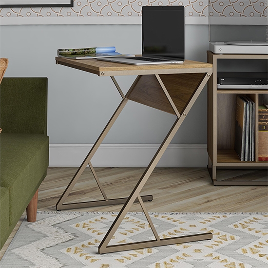 Regal Wooden Laptop Desk And Side Table In Walnut