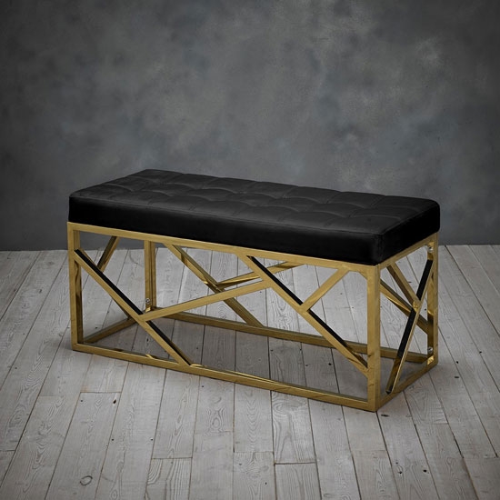 Renata Fabric Dining Bench In Black