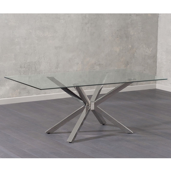 Renato Rectangular Glass Dining Table With Chrome Legs