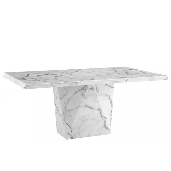 Rhine Marble Rectangular Dining Table In White