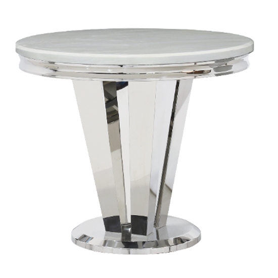 Riccardo 90cm Round Marble Dining Table In Cream With Chrome Base