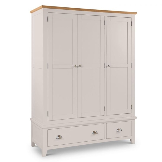 Richmond Wooden 3 Doors 3 Drawers Wardrobe In Oak And Grey