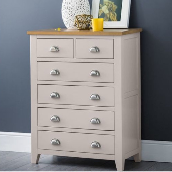 Richmond Wooden Chest Of Drawers In Grey 6 Drawers