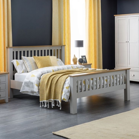 Richmond Wooden King Size Bed In Oak And Grey