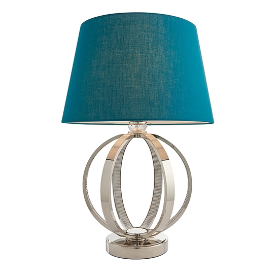 Ritz And Evie Green Shade Table Lamp In Bright Nickel