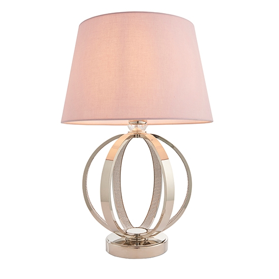 Ritz And Evie Pink Shade Table Lamp In Bright Nickel