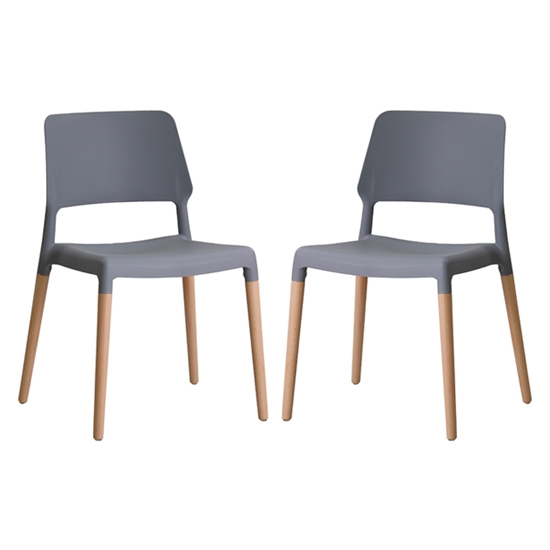 Riva Grey Plastic Dining Chairs In Pair