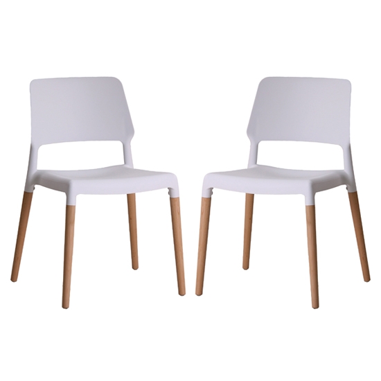 Riva White Plastic Dining Chairs In Pair