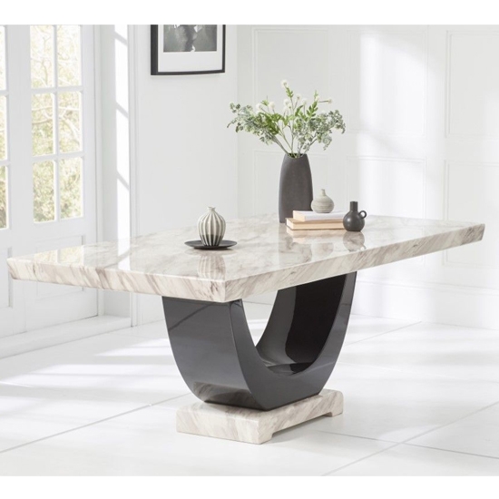 Rivilino 200cm Marble Rectangular Dining Table In Cream