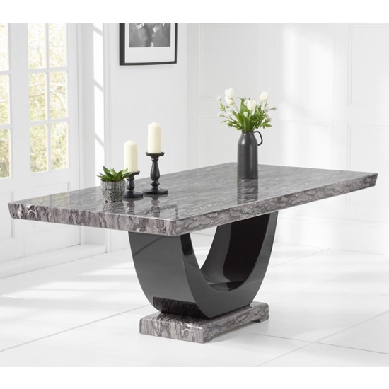 Rivilino 200cm Marble Rectangular Dining Table In Dark Grey